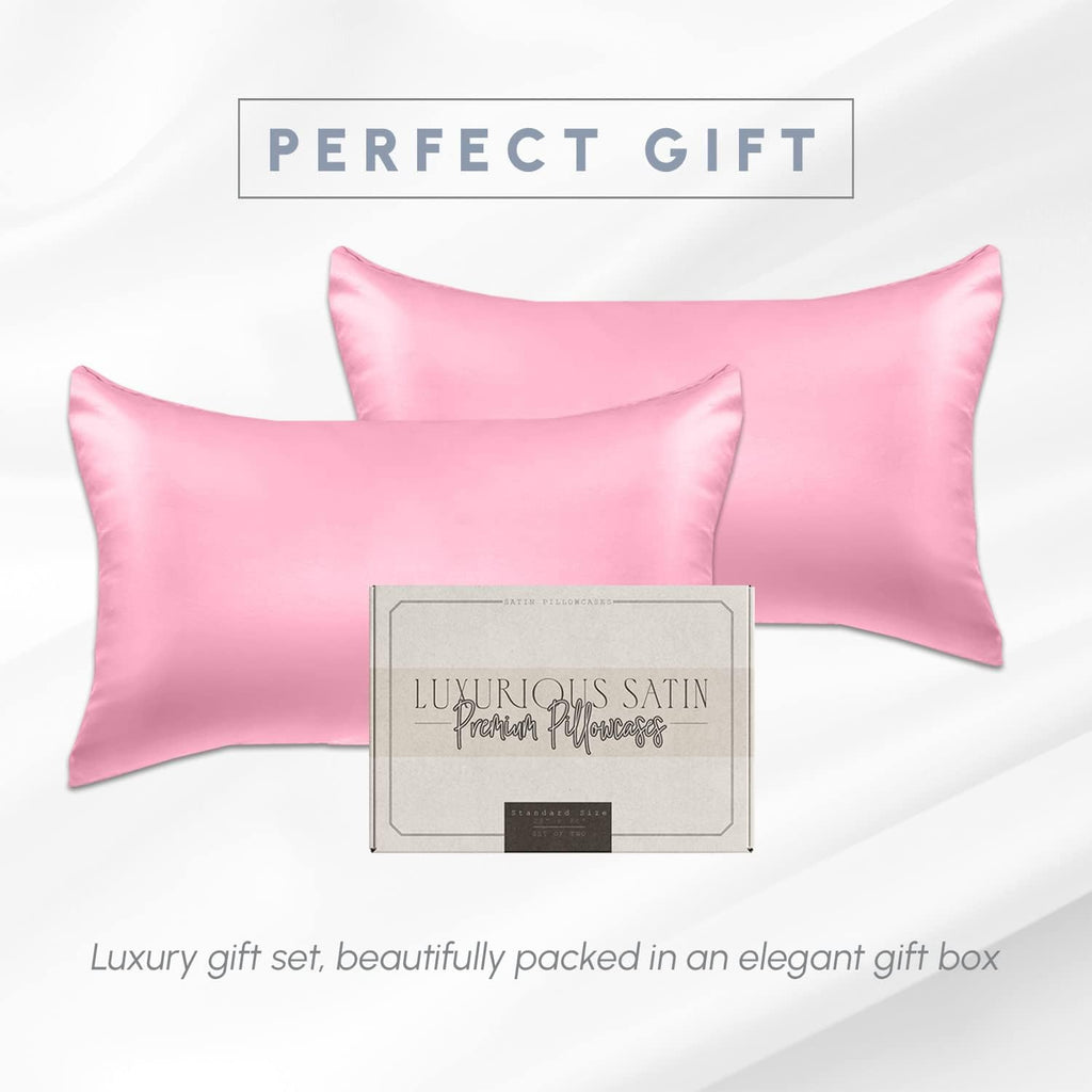 Elegantcomfort Elegant Comfort 2-Pack Cooling Viscose Satin Pillowcase Set with Hidden Zipper Closure, Silky Smooth for Hair and fabric…