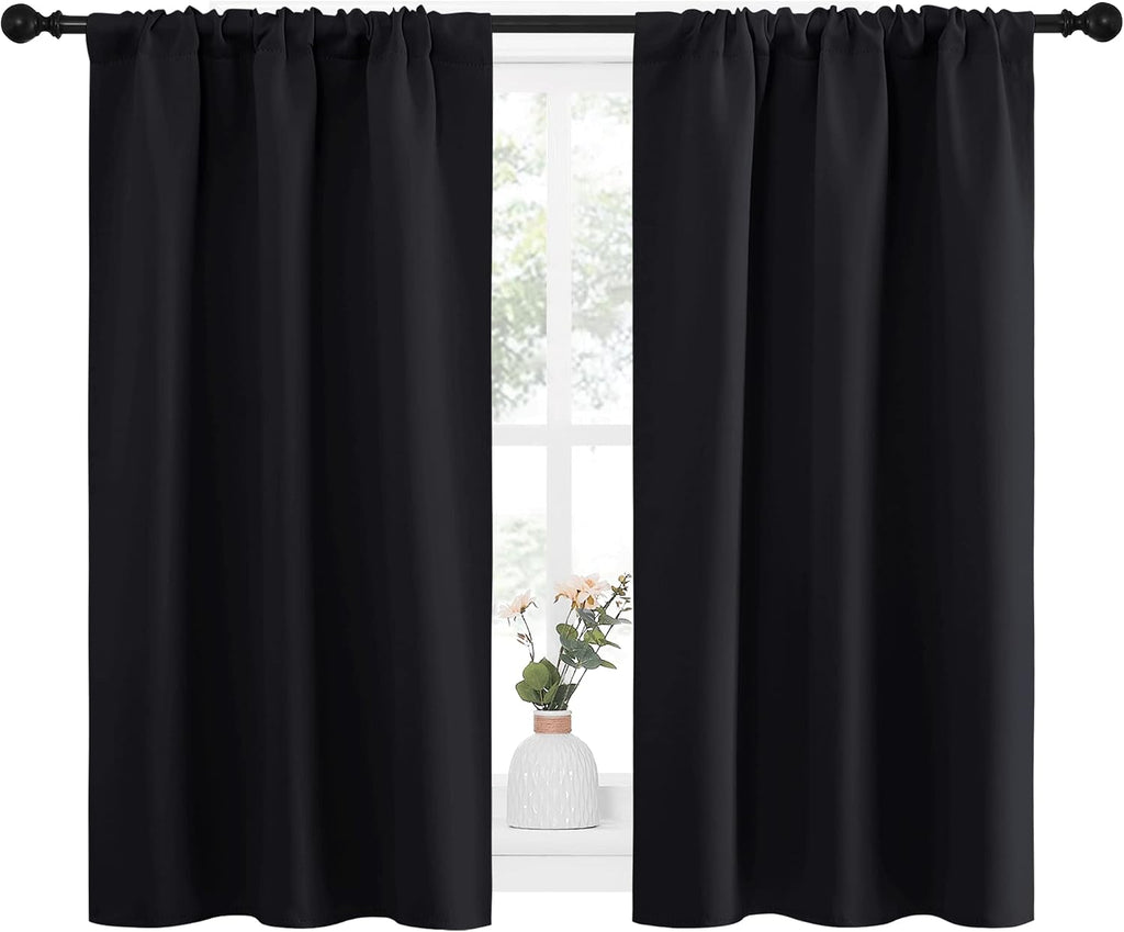 NICETOWN Black Out Curtain Panels for Kitchen - Energy Smart Decoration Thermal Insulating Blackout Drapes/Draperies for Small Window (2…