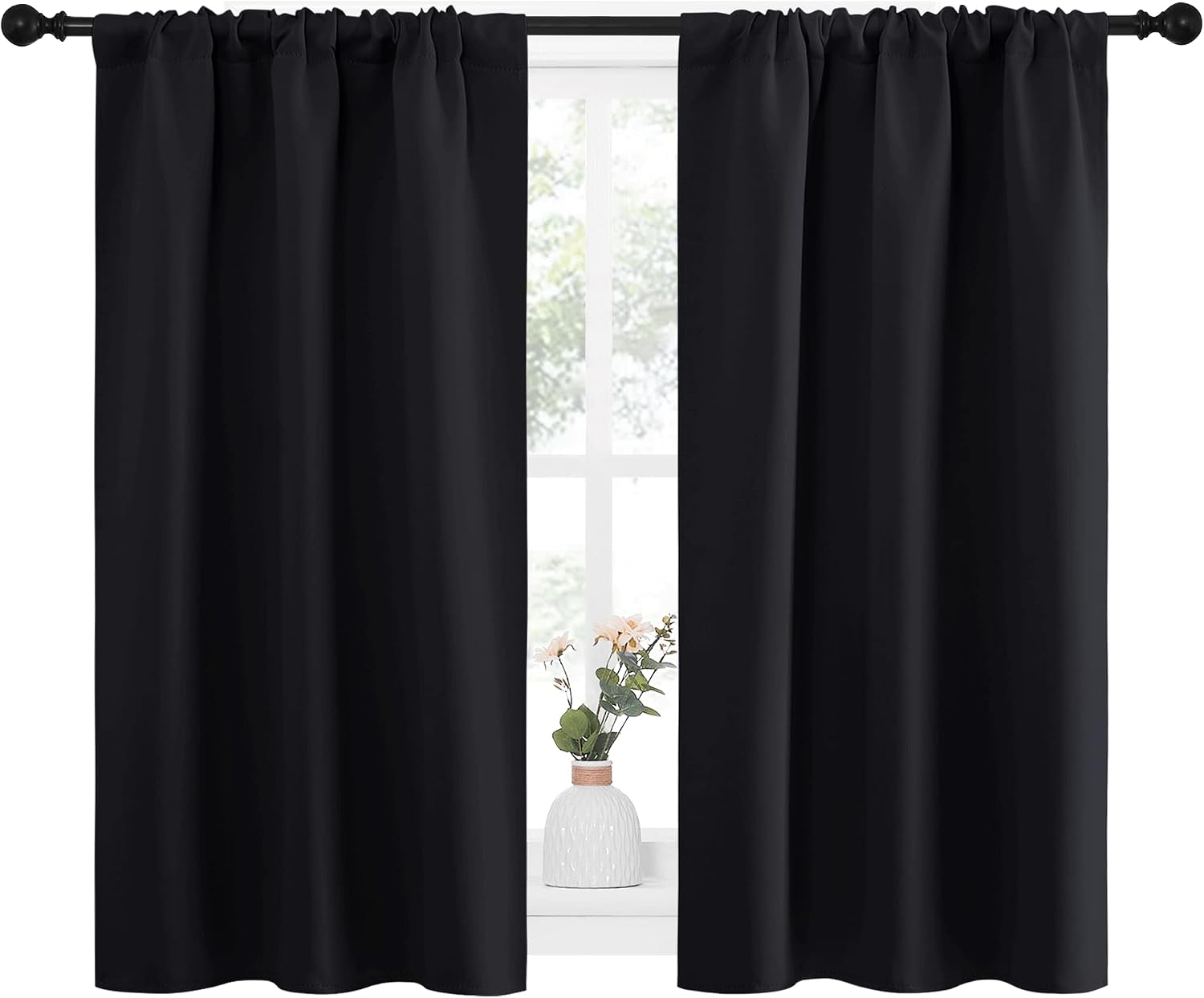 NICETOWN Black Out Curtain Panels for Kitchen - Energy Smart Decoration Thermal Insulating Blackout Drapes/Draperies for Small Window (2…