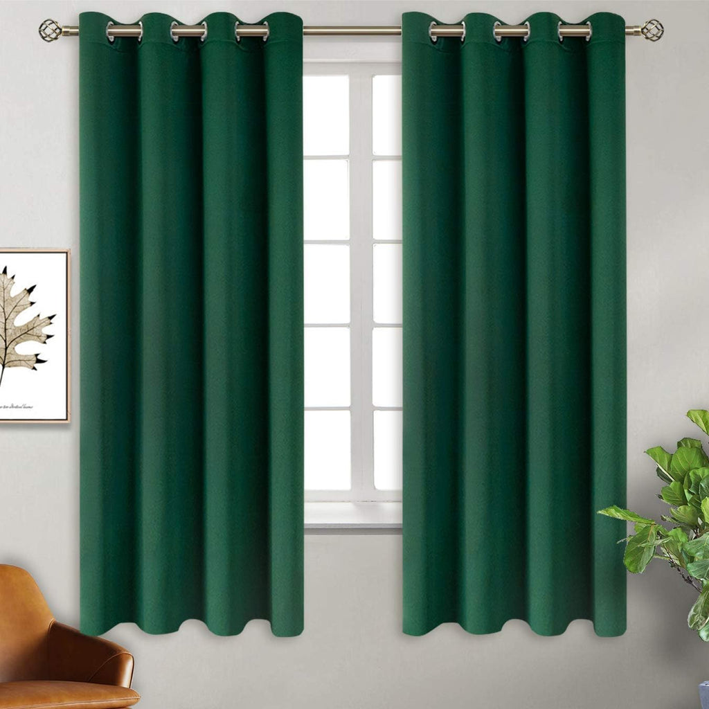 BGment Green Blackout Curtains 63 Inch Length 2 Panels Set, Grommet Thermal Insulated Room Darkening Curtains for Bedroom, Each 46 x 63 Inc…
