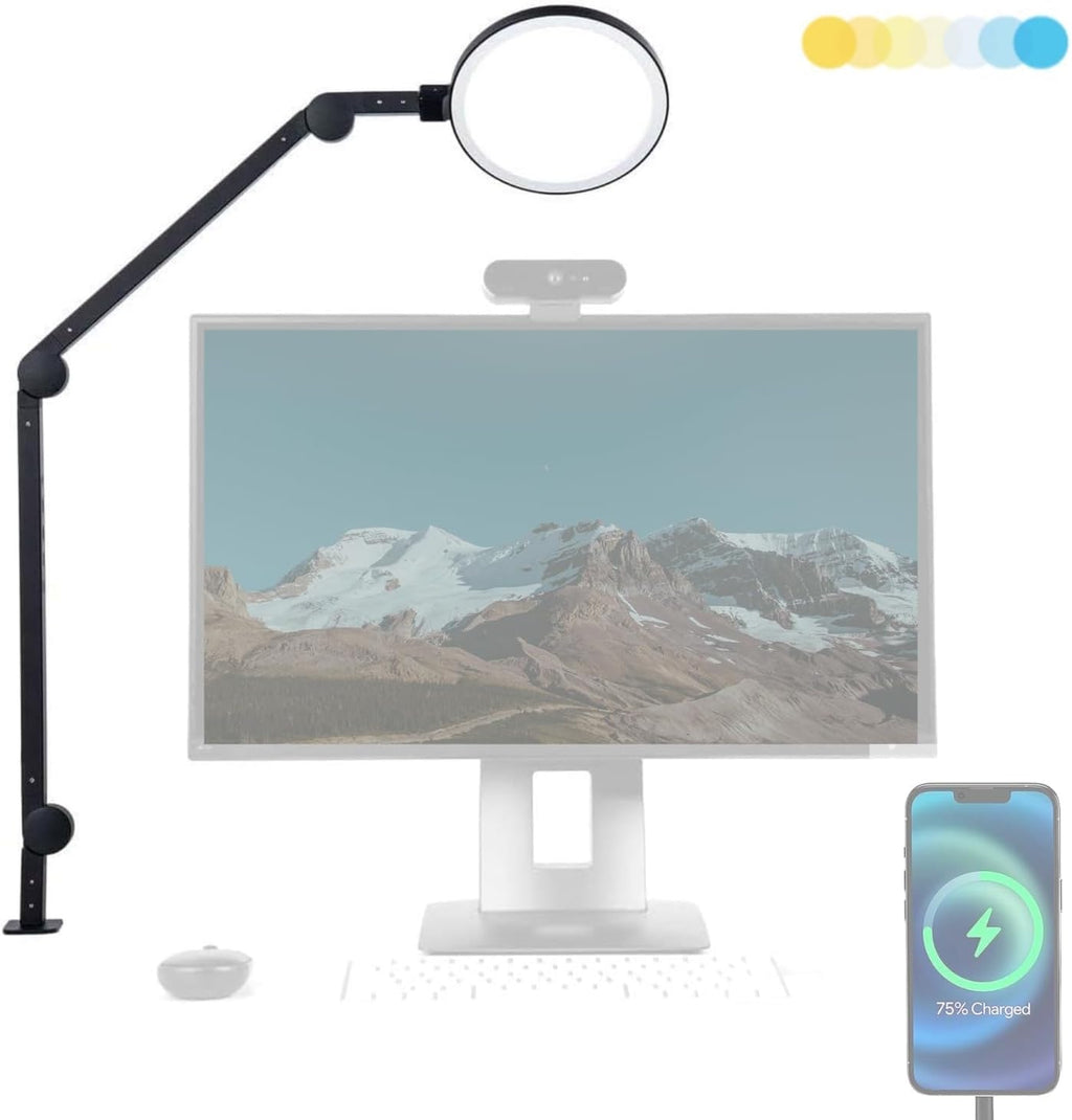 LUME CUBE Edge 2.0 LED Desk Lamp | Dimmable Home Office Desk Light with USB Charging Port & Strong Swing Arm | Adjustable Color…