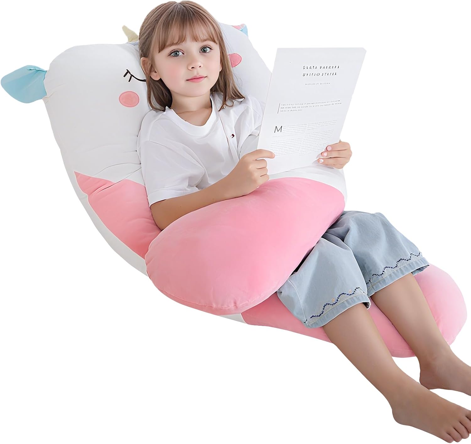 47x23 inch U Shaped Long Plush Body Pillows for Kids, Stuffed Animal Unicorn Soft Large Pillow for Sleeping, Big Cute Plushies, Washable…