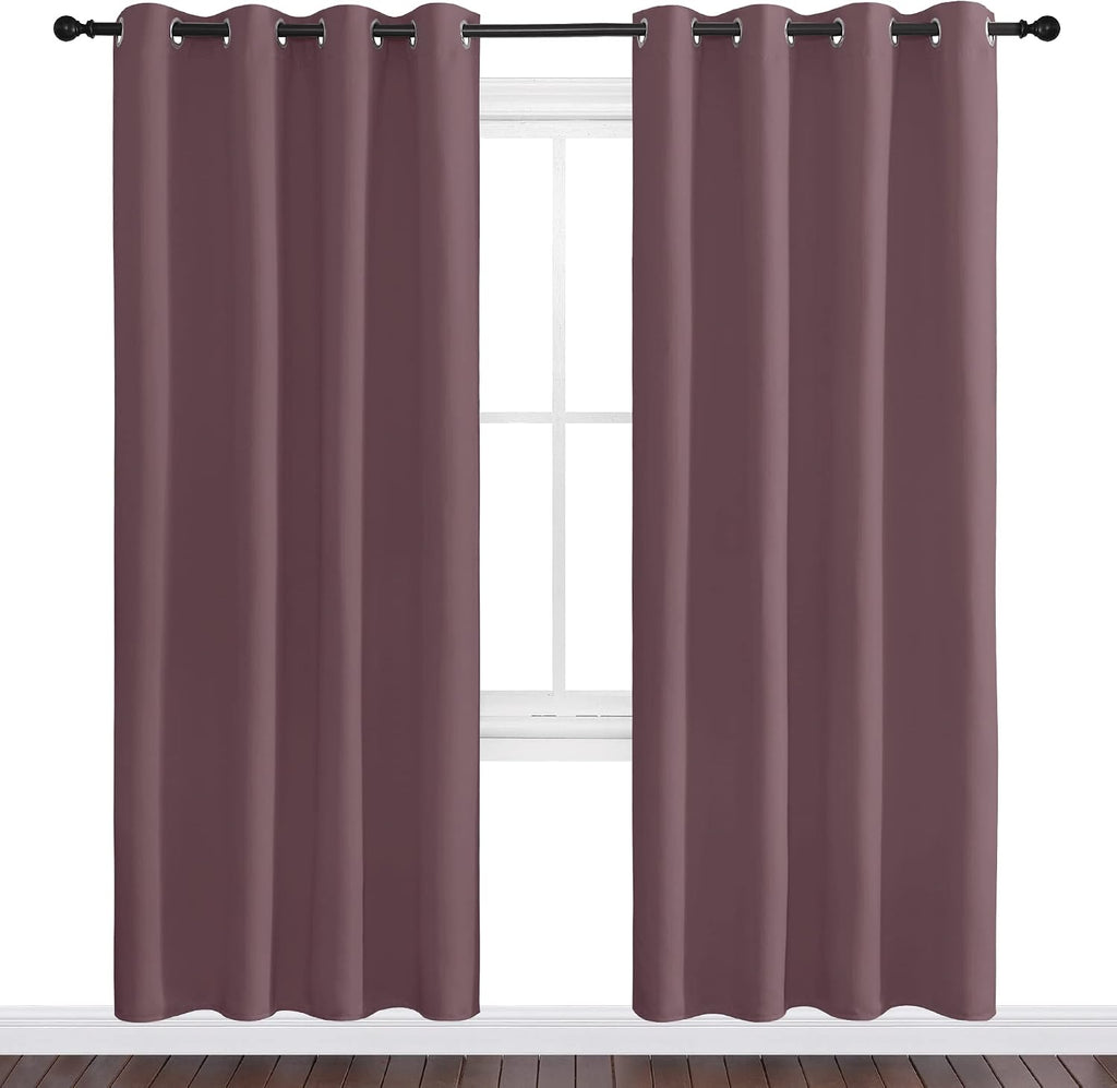 Nicetown Dry Rose Blackout Curtains 78" Long for Office, Dining Room, 55" Wide, 2 Pieces, Guest Room, Sound Reducing Heat and Cold Block Cu…