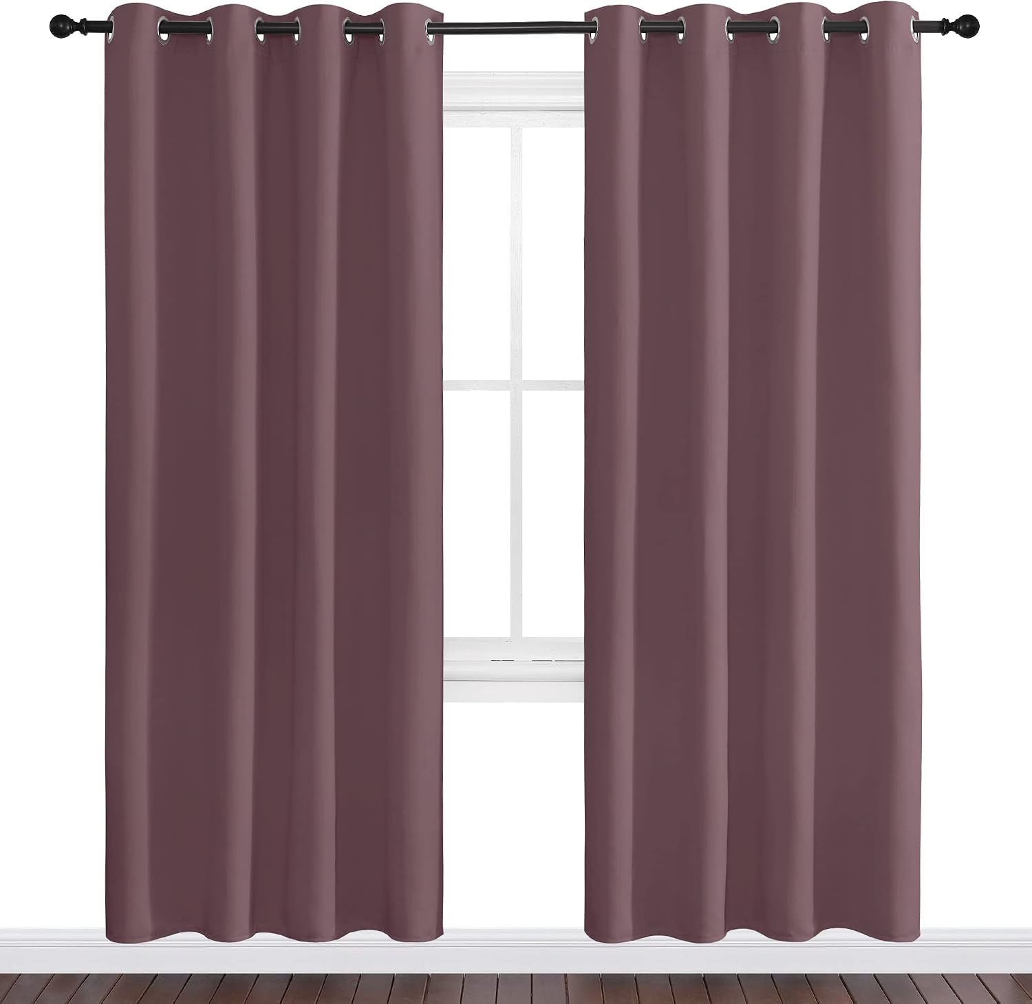 Nicetown Dry Rose Blackout Curtains 78" Long for Office, Dining Room, 55" Wide, 2 Pieces, Guest Room, Sound Reducing Heat and Cold Block Cu…