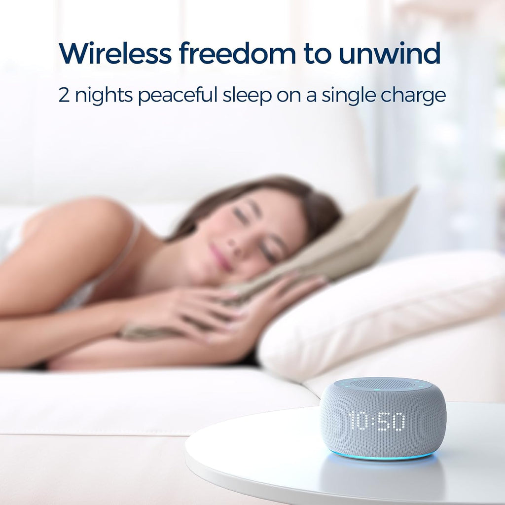 Buffbee Pro 2nd Gen – Upgraded to Rechargeable Battery | 3-in-1 Portable White Noise Sound Machine, Alarm Clock & Bluetooth Speaker for…