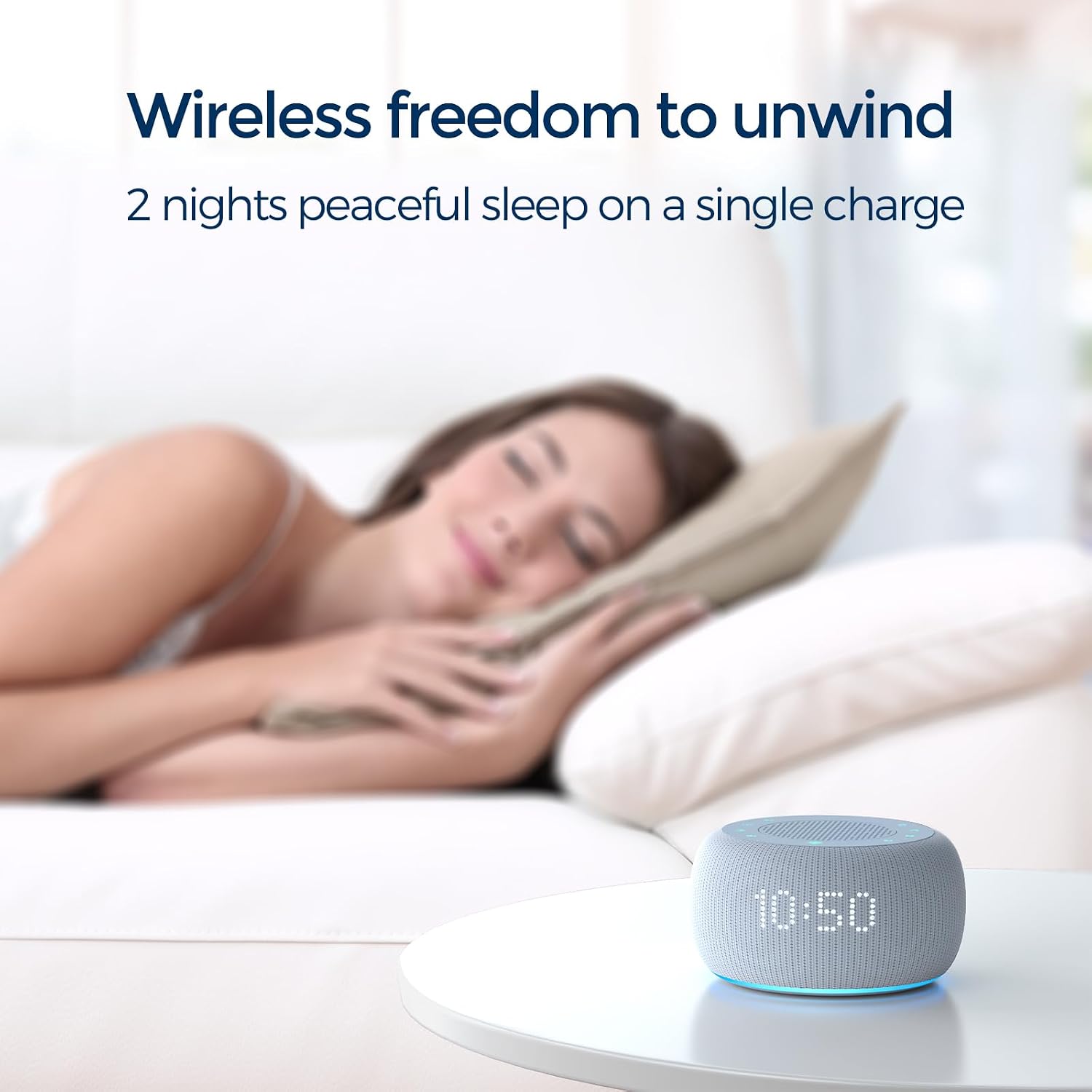 Buffbee Pro 2nd Gen – Upgraded to Rechargeable Battery | 3-in-1 Portable White Noise Sound Machine, Alarm Clock & Bluetooth Speaker for…