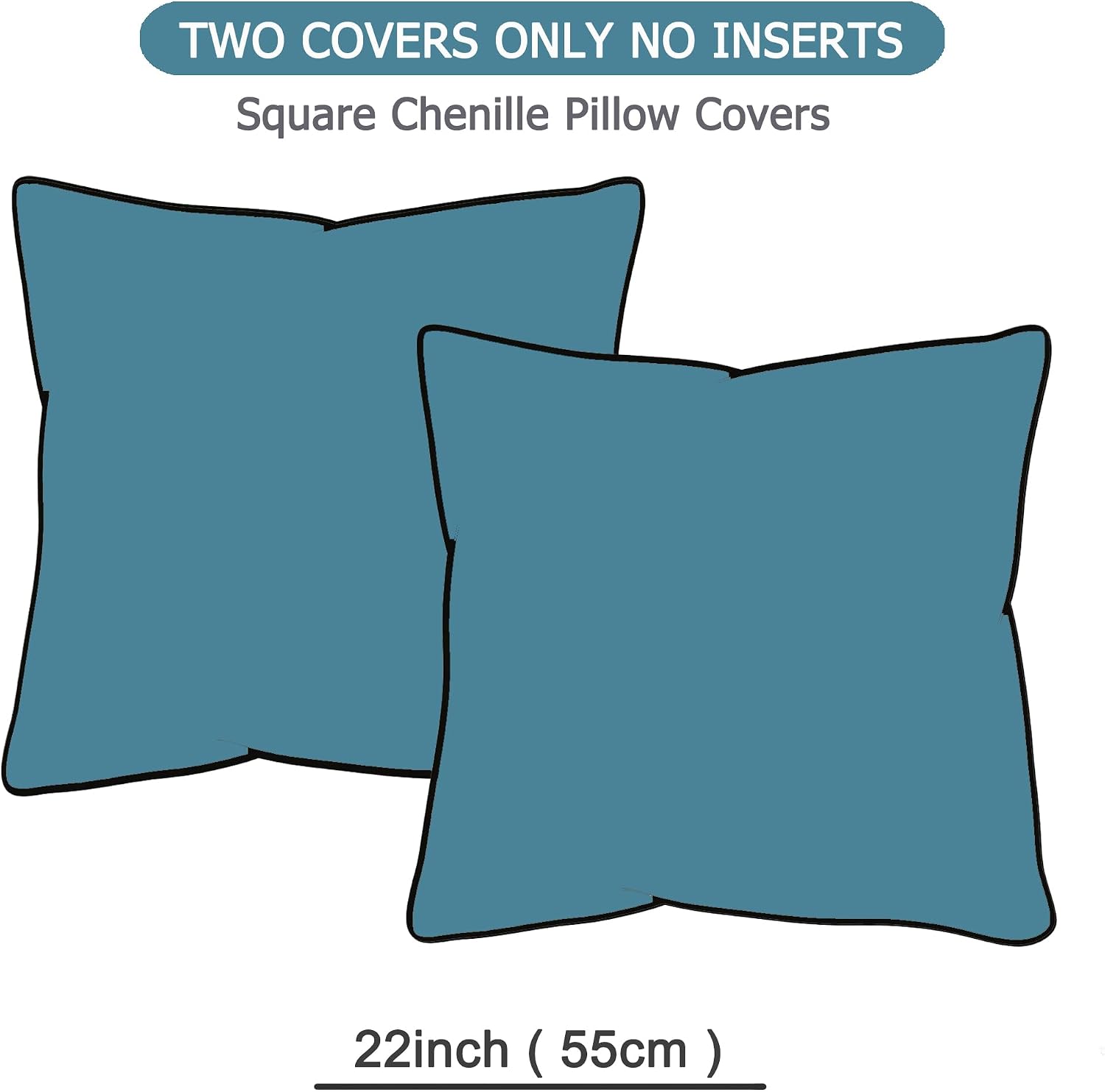 Gawamay Set of 2 Soft Textured Chenille Throw Pillow Covers 22x22 Inch (55x55 CM), Decorative Pillowcases Cushion Covers for Farmhouse Home…