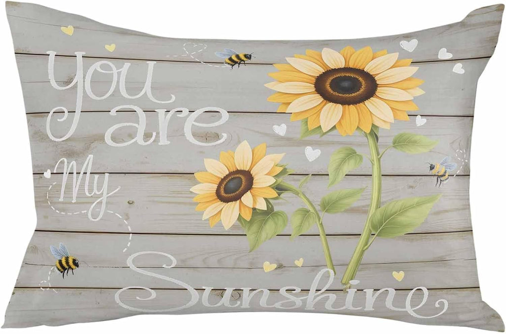 Rgaienmelw You Are My Sunshine Throw Pillow Covers Queen Size 20x30 Inches, Rectangle Decorative Pillowcase with Zipper, Yellow Sunflo…