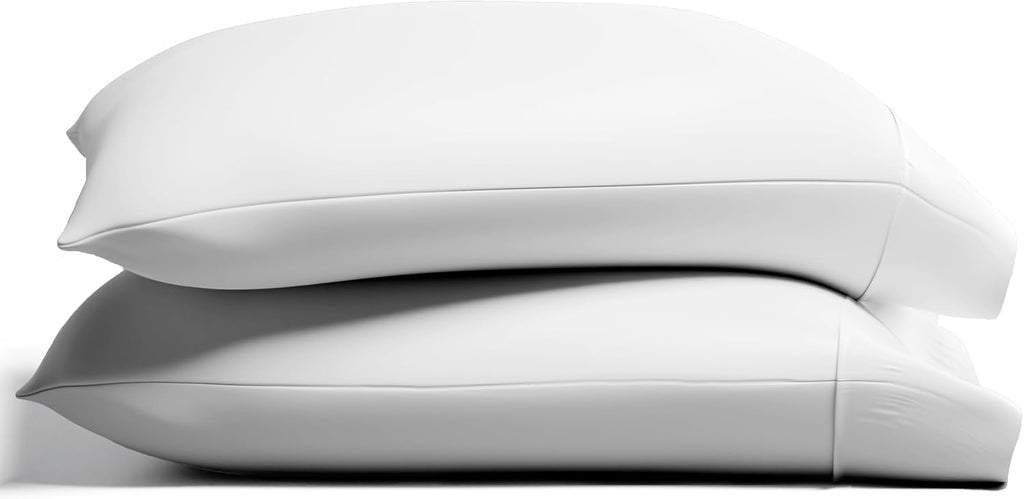 TEXAS LINEN CO. 100% Organic Cotton Pillow Cases King Size Set of 2 - White Organic Cotton Percale Weave Pillowcases King Size, Soft…