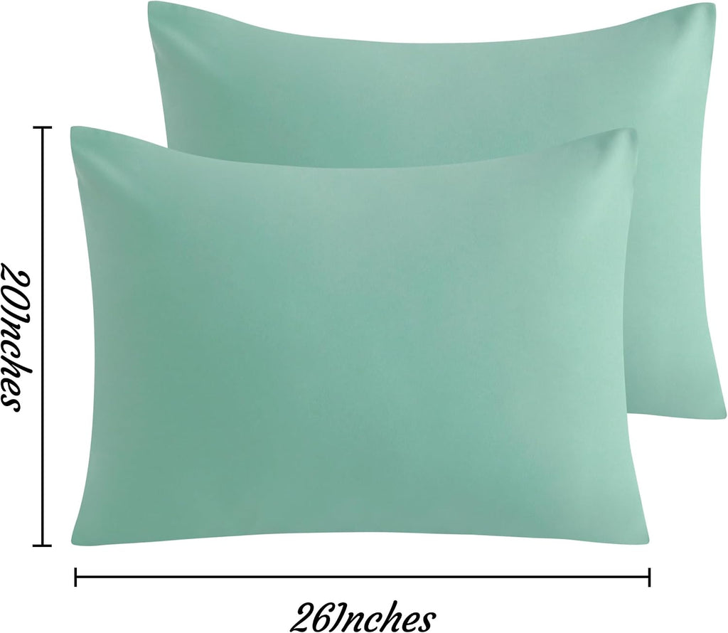 Ntbay Standard Pillow Cases Set of 2, 2 Pack Brushed Microfiber 20x26 Pillow Cases, Soft, Wrinkle, Fade, Stain Resistant Mint Green Pillow…