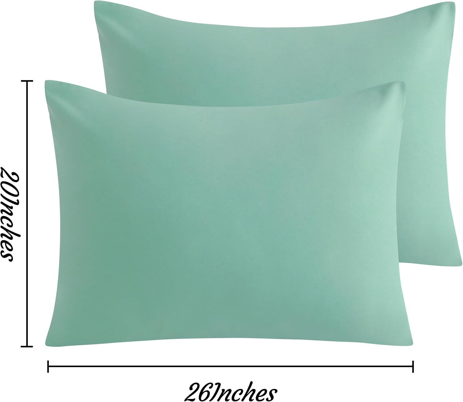 Ntbay Standard Pillow Cases Set of 2, 2 Pack Brushed Microfiber 20x26 Pillow Cases, Soft, Wrinkle, Fade, Stain Resistant Mint Green Pillow…