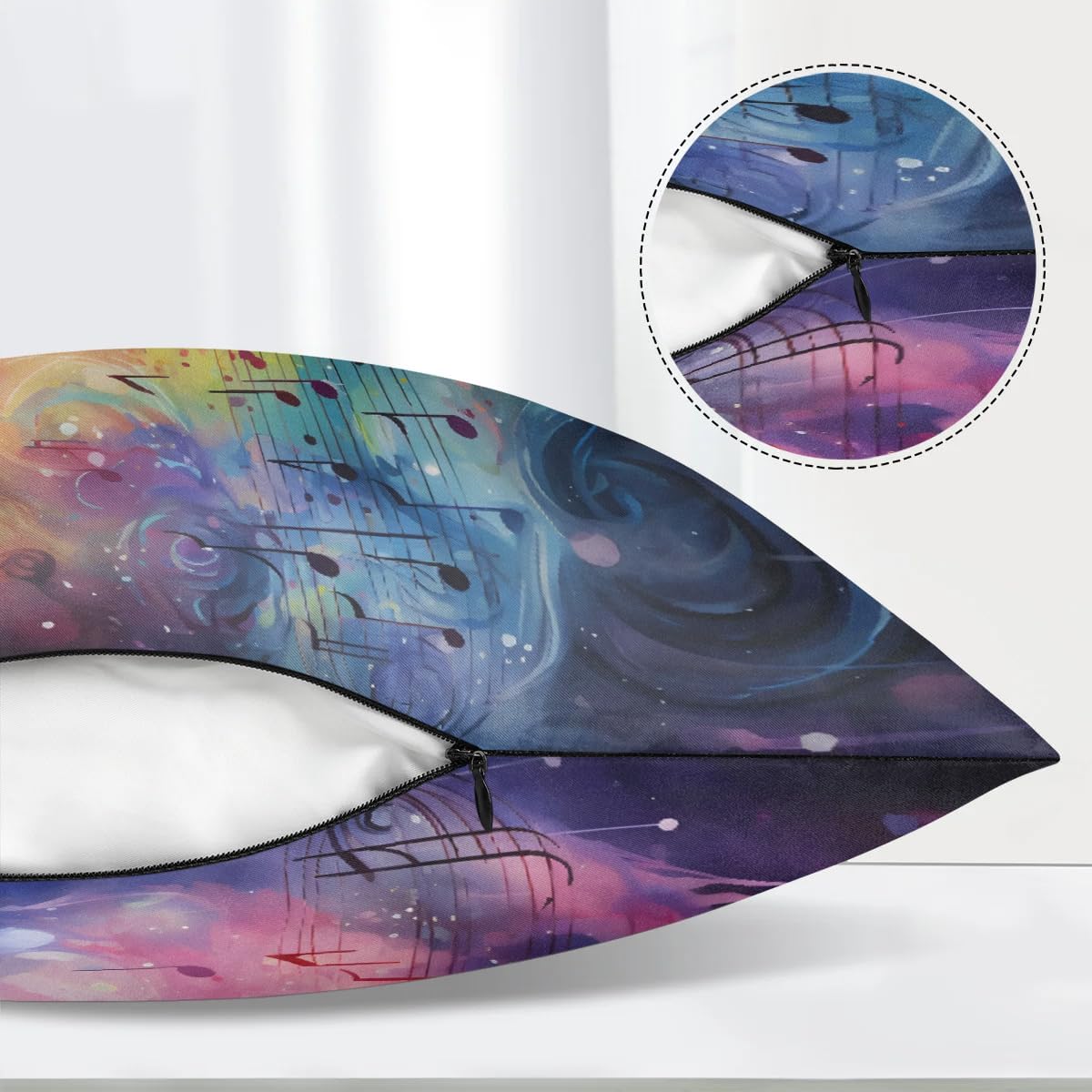 Music Notes Color Body Pillow Pillowcase 21"x 54" Long Body Pillow Cover with Zipper King Size Pillow Cases Queen Pillowcase for Hair and…