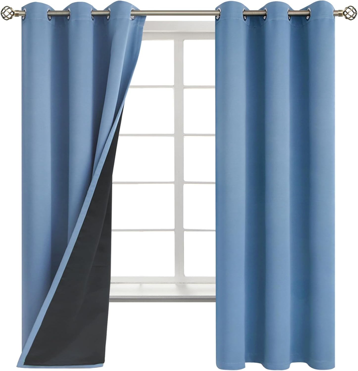 BGment Thermal Insulated 100% Blackout Curtains for Bedroom with Black Liner, Double Layer Full Room Darkening Noise Reducing Grommet Curta…