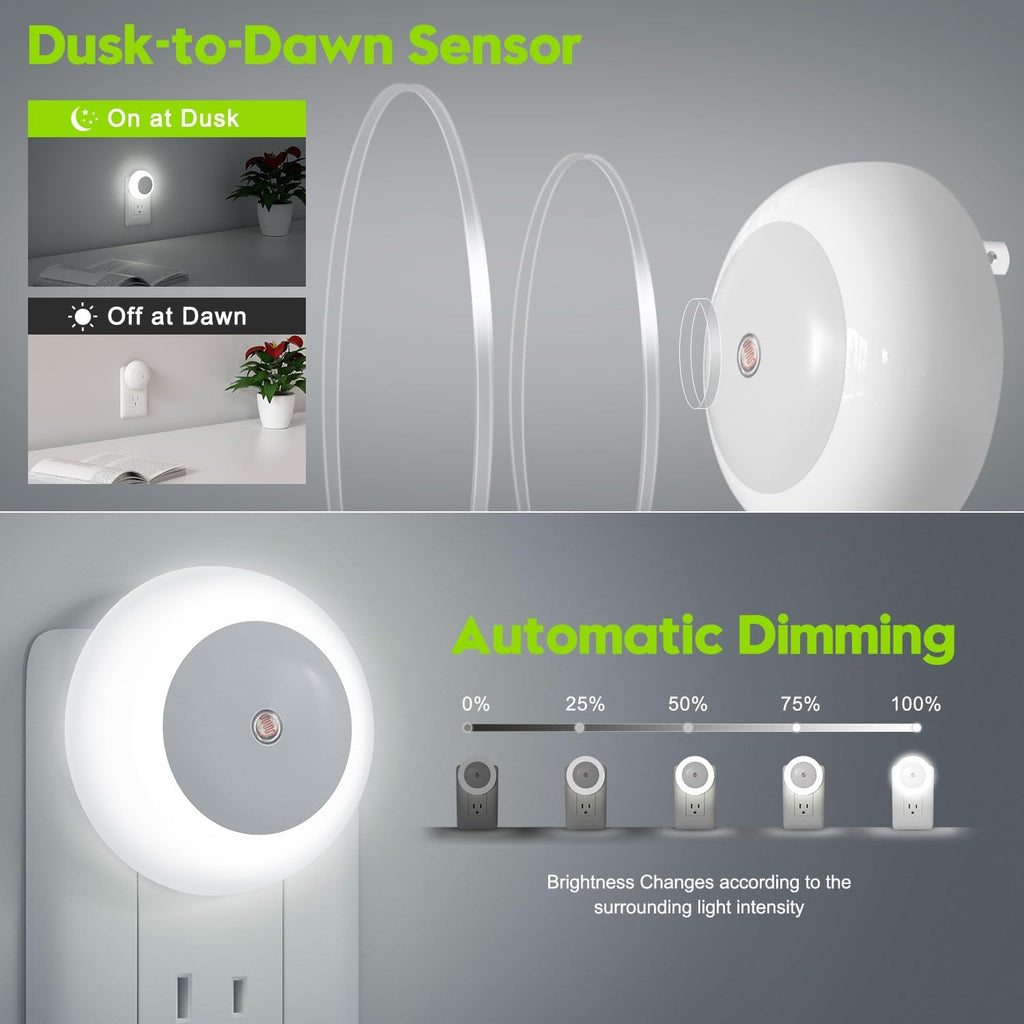 fesnne Night Lights Plug into Wall, Night Light, Dusk to Dawn Sensor, White Led Night Light 0.5W, 8 Pack Nightlight for Adults, Bedroom…