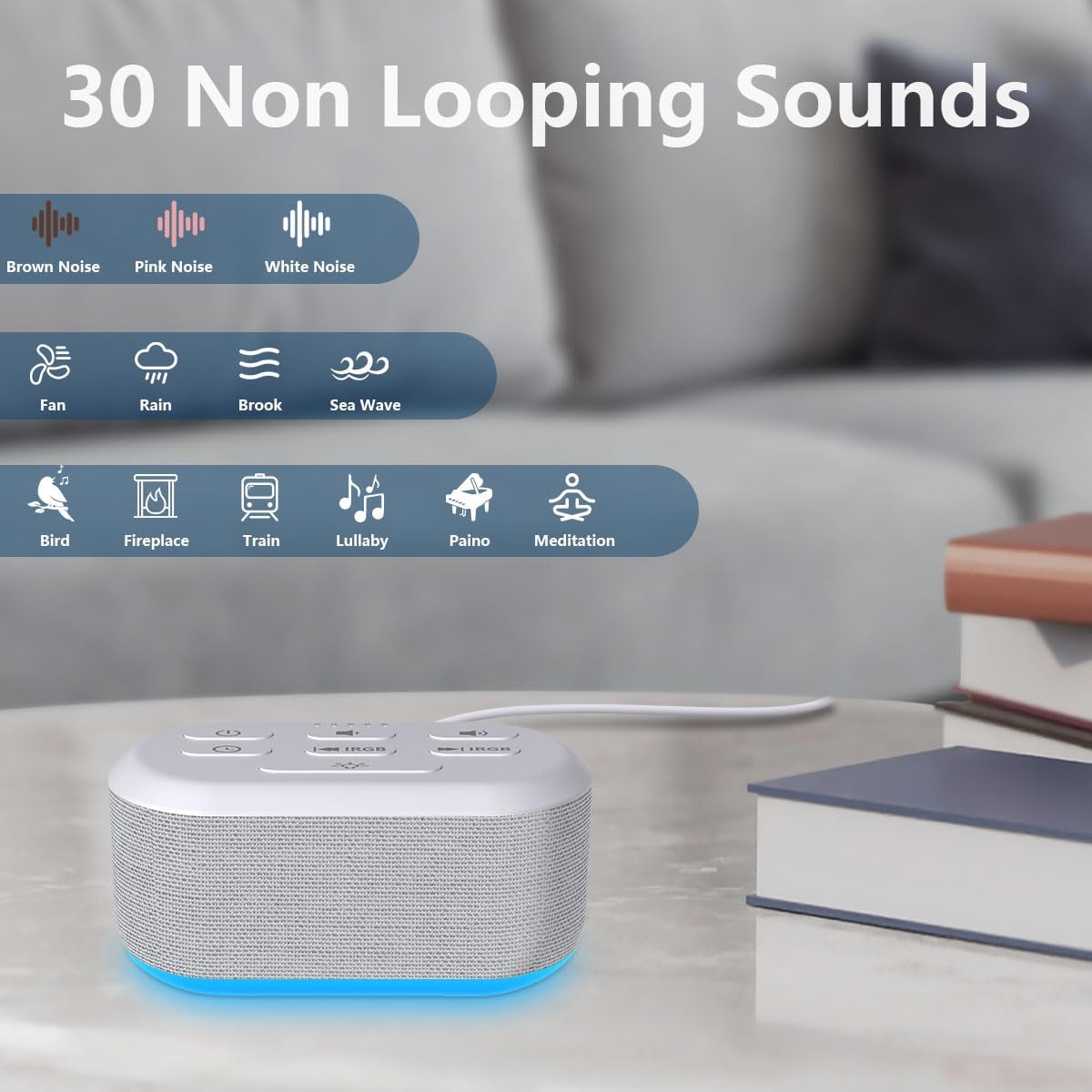 Alarm Clock Brown Noise Sound Machine Digital Alarm Clock with 12 Night Light Colors Clock Machine for Adults Baby Kids 36 Volume Levels…