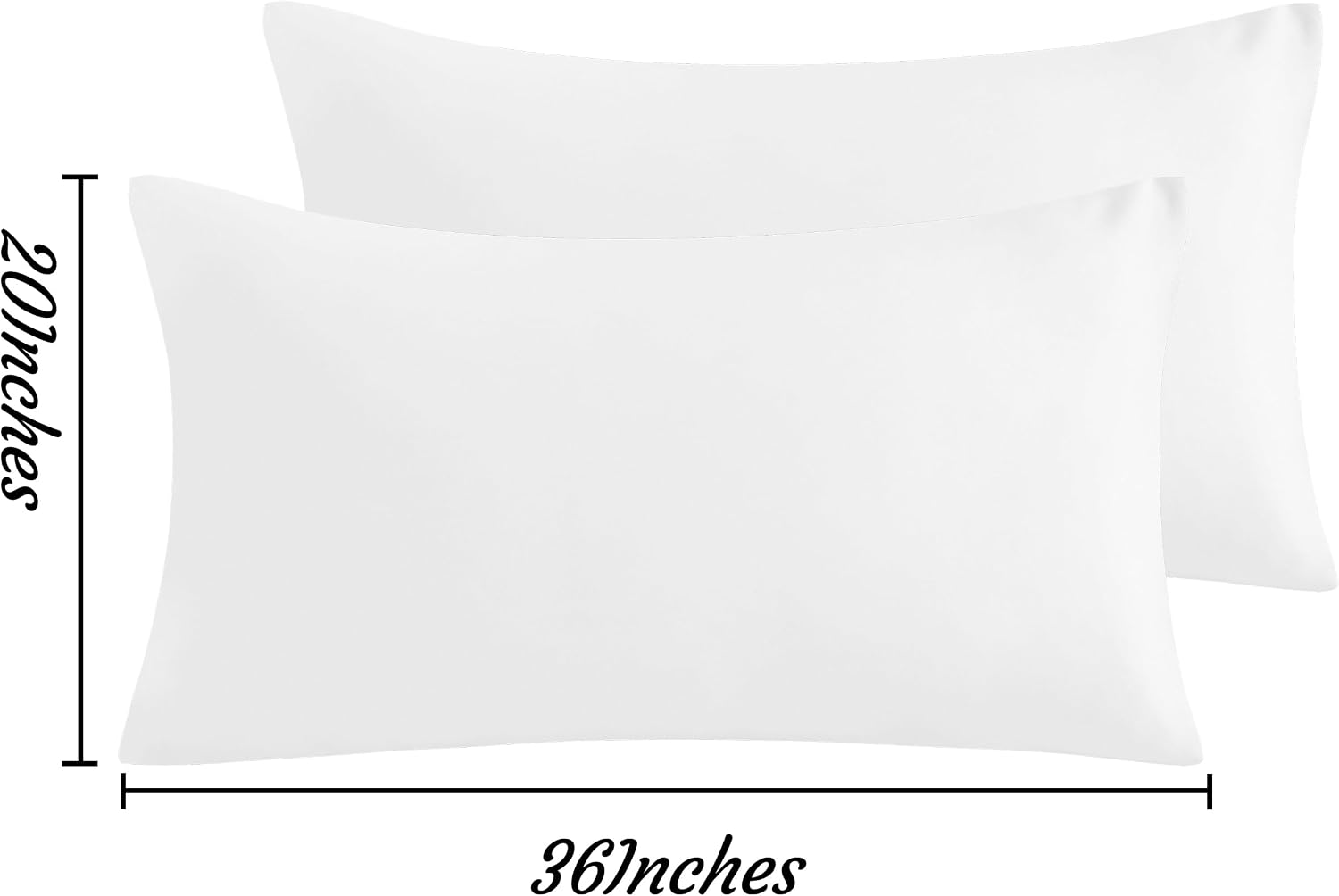 Ntbay King Pillow Cases Set of 2, 2 Pack Brushed Microfiber 20x36 Pillow Cases, Soft, Wrinkle, Fade, Stain Resistant White Pillow Cases wit…