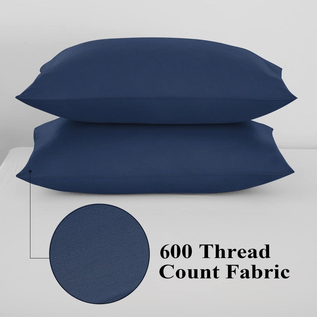 ShunjieHome 100% Egyptian Cotton Pillow Protectors Set of 4, 600 Thread Count King Size Bed Pillow Cases with Zipper, Sateen Weave Cooling…