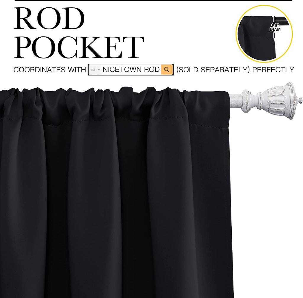 NICETOWN Black Out Curtain Panels for Kitchen - Energy Smart Decoration Thermal Insulating Blackout Drapes/Draperies for Small Window (2…