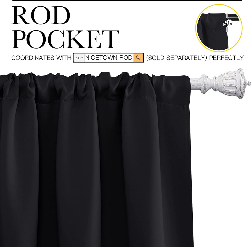 NICETOWN Black Out Short Curtain Panels for Kitchen - Energy Smart Decoration Thermal Insulating Blackout Drapes/Draperies for Bathroom…