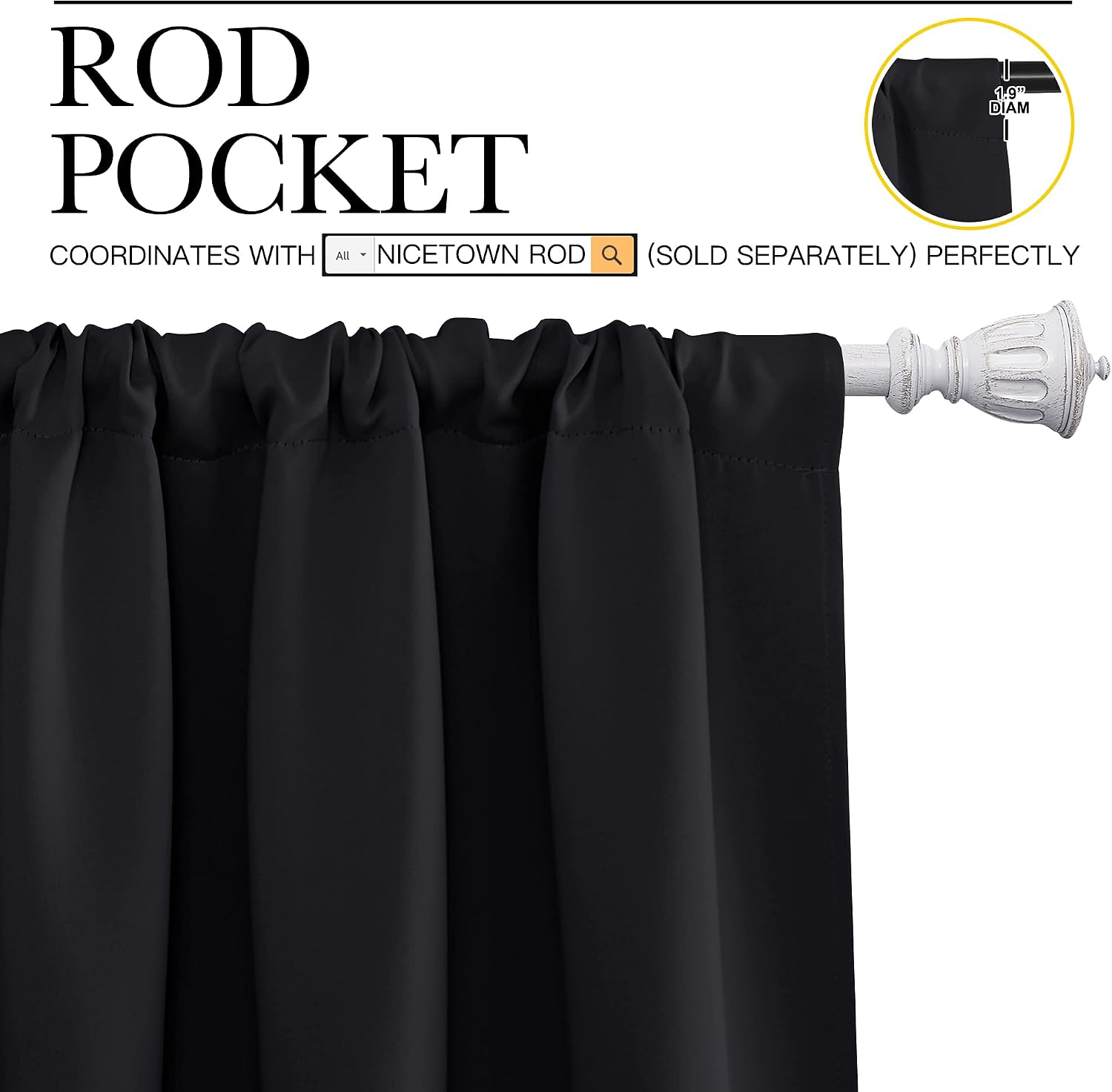NICETOWN Black Out Curtain Panels for Kitchen - Energy Smart Decoration Thermal Insulating Blackout Drapes/Draperies for Small Window (2…
