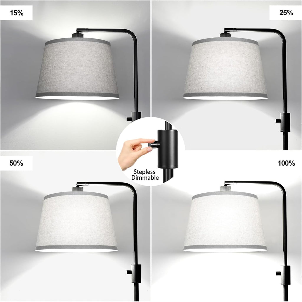 Upgraded】 Dimmable Floor Lamp, 1000 Lumens LED Edison Bulb Included, Arc Floor Lamps for Living Room Modern Standing Lamp with Gray…
