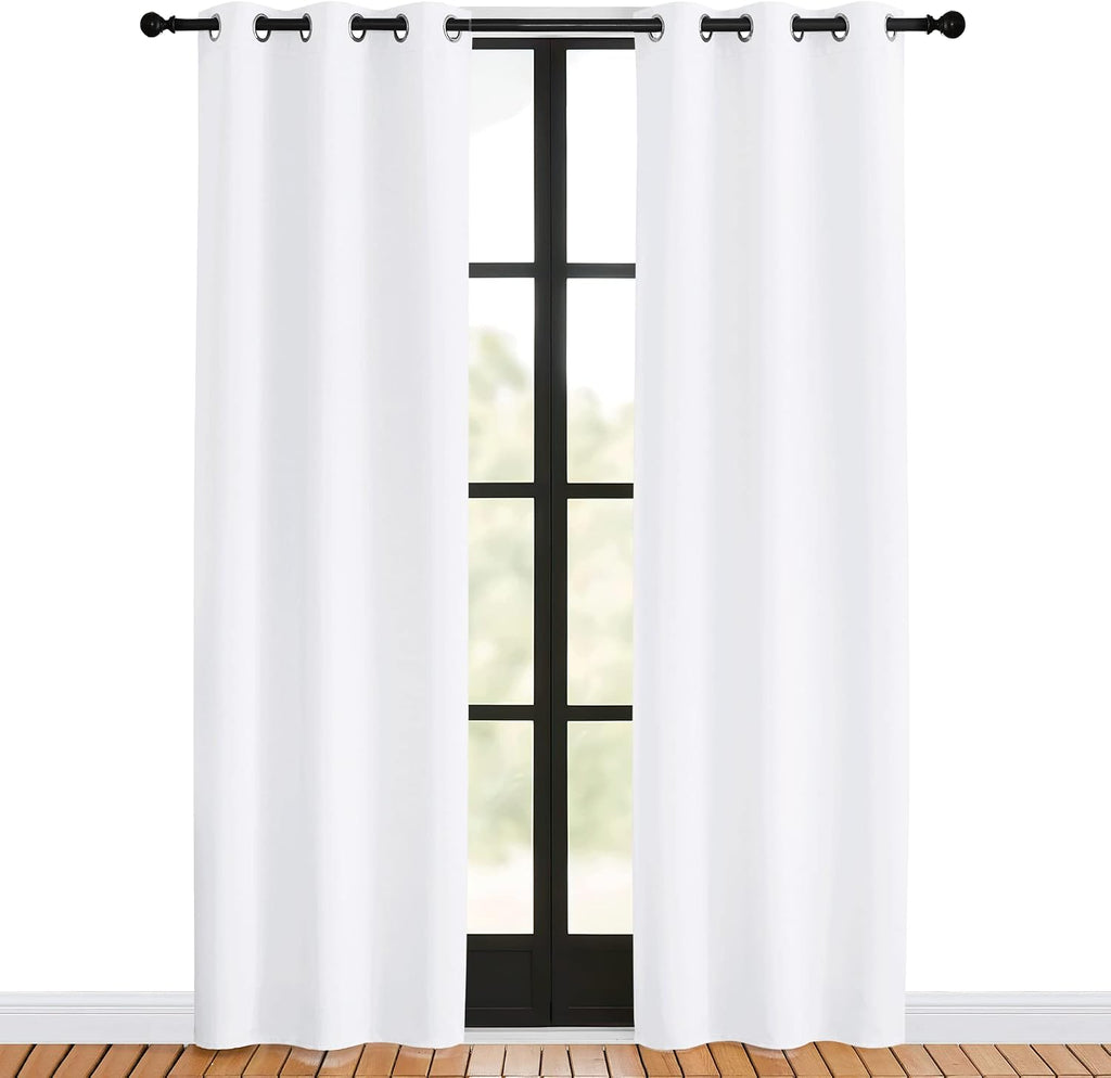 NICETOWN White Curtains 80 inch Length 2 Panels Set for Living Room, W34, Thermal Insulated Window Treatment Grommet 50% Room Darkening…