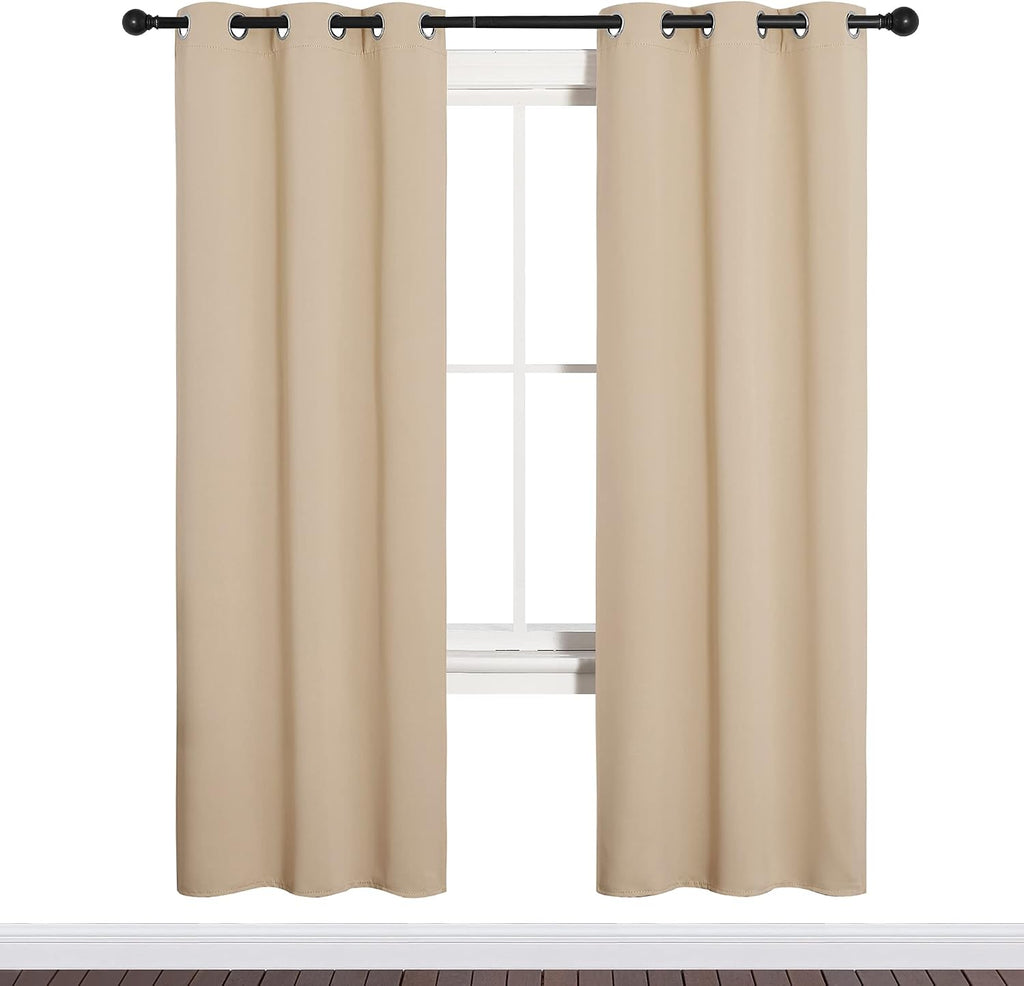 NICETOWN Room Darkening Curtain Panels for Cafe, Thermal Insulated Grommet Room Darkening Draperies/Drapes for Window (Biscotti Beige, 2…