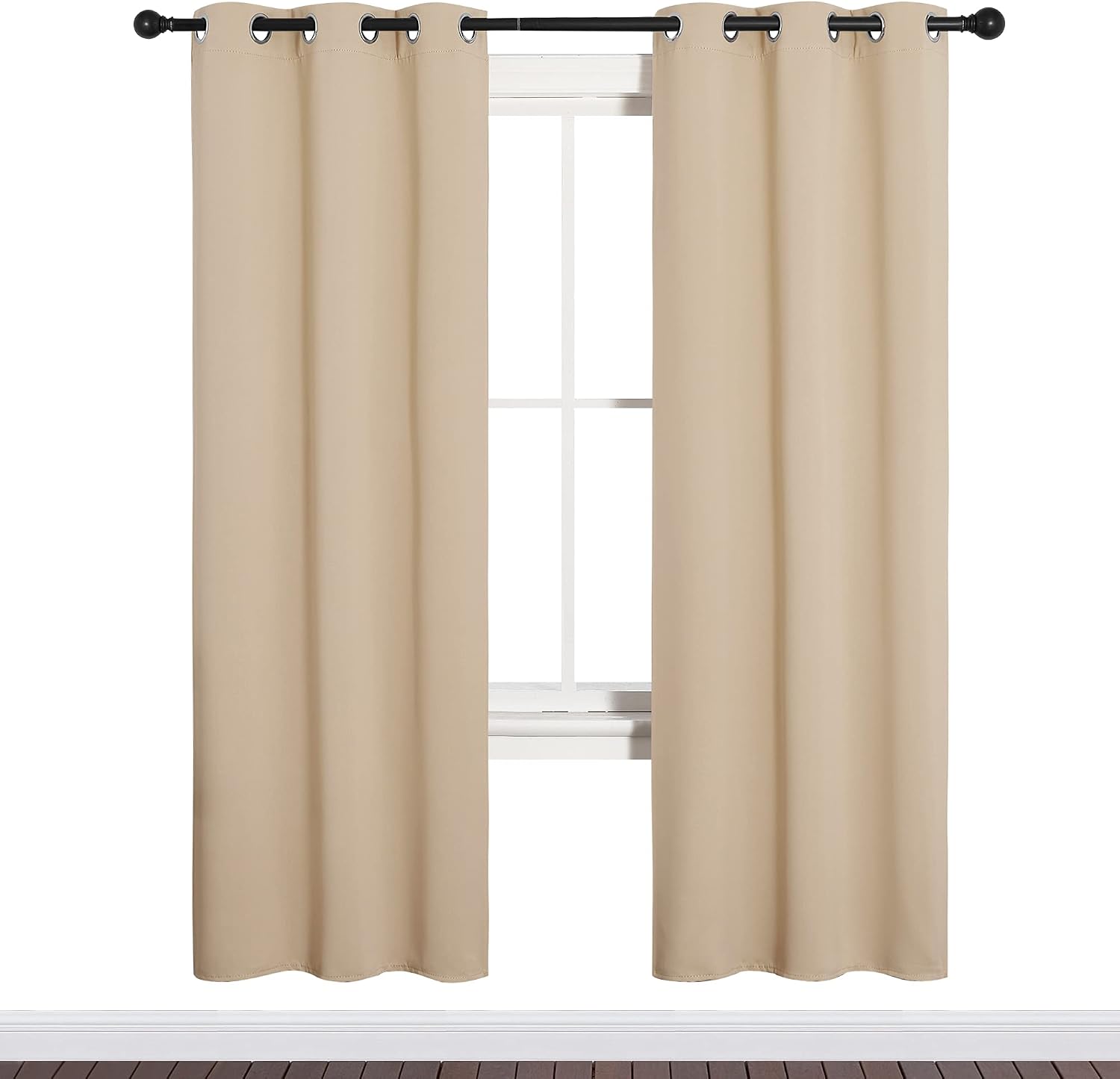 NICETOWN Room Darkening Curtain Panels for Cafe, Thermal Insulated Grommet Room Darkening Draperies/Drapes for Window (Biscotti Beige, 2…