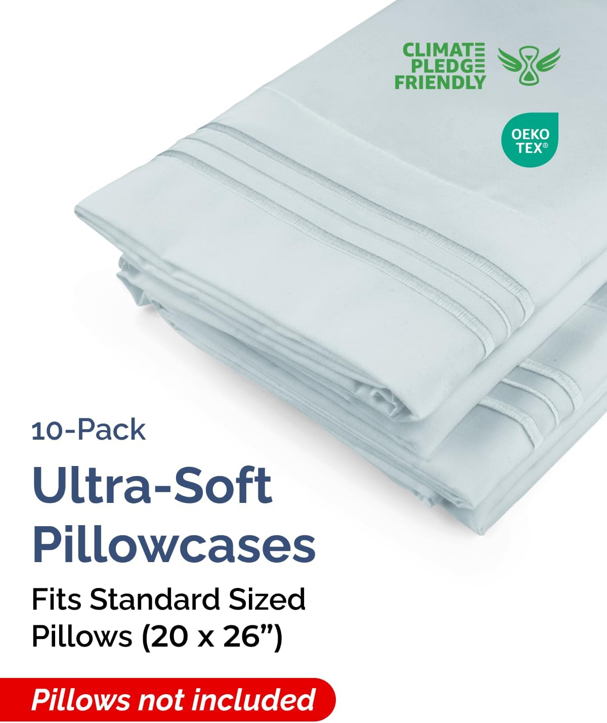 Standard Pillow Cases Set of 10 - Ultra Soft Hotel Quality Pillowcase Covers - Comfy & Wrinkle Free - Shrink & Fade Resistant - Machine…