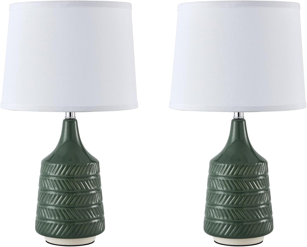 Green Ceramic Table Lamps Set of 2, 18.5" Modern Bedside Lamps for Night Stands, Decor Classic Small Lamps for Living Room End Tables…