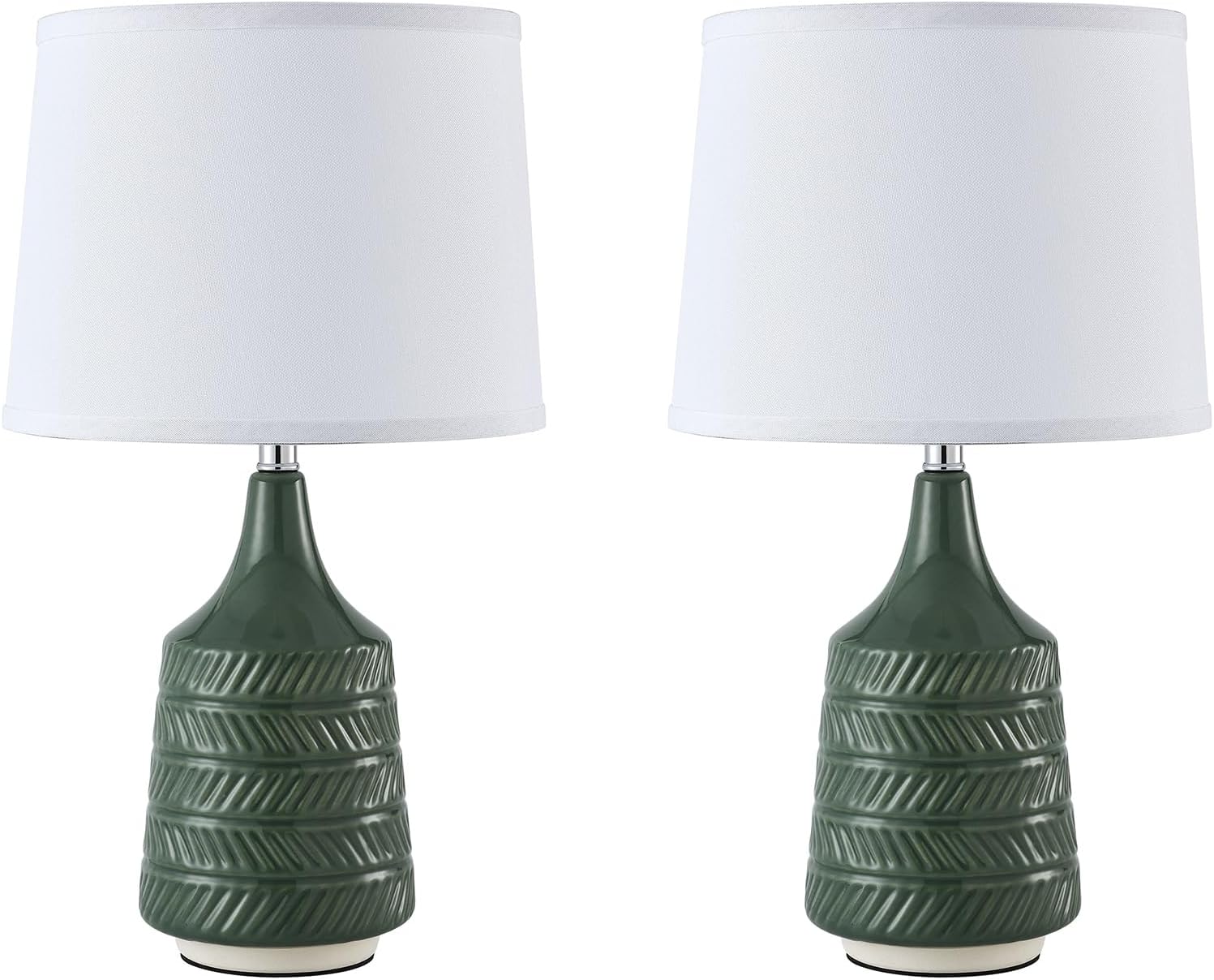 Green Ceramic Table Lamps Set of 2, 18.5" Modern Bedside Lamps for Night Stands, Decor Classic Small Lamps for Living Room End Tables…
