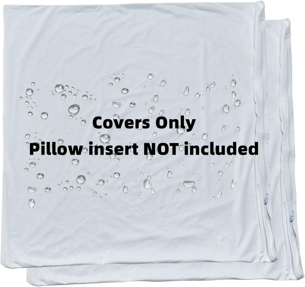 Kingnex Feather Proof Pillow Protectors 24x24 Pack of 2 Waterproof Soft Bamboo Viscose Jersey Square Pillow Covers for Throw Pillow 2 Pack…