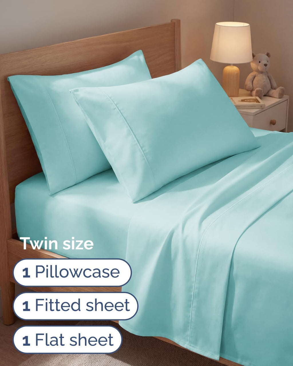 Twin 4 Piece Sheet Set - Comfy, Breathable & Cooling - Hotel Luxury Bedding for Women, Men, Kids, Teens and Children - 1 Flat & 1 Fitted…