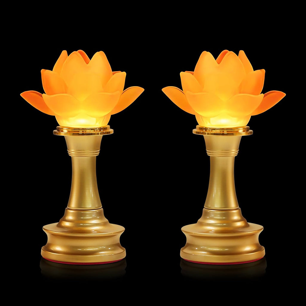 6.5inch 1 Pair-7 Color LED Lotus Flower Lamp - Lotus Buddhist Lamp Lights, Buddha Lamp Light with Adjustable Switch for Buddhist…
