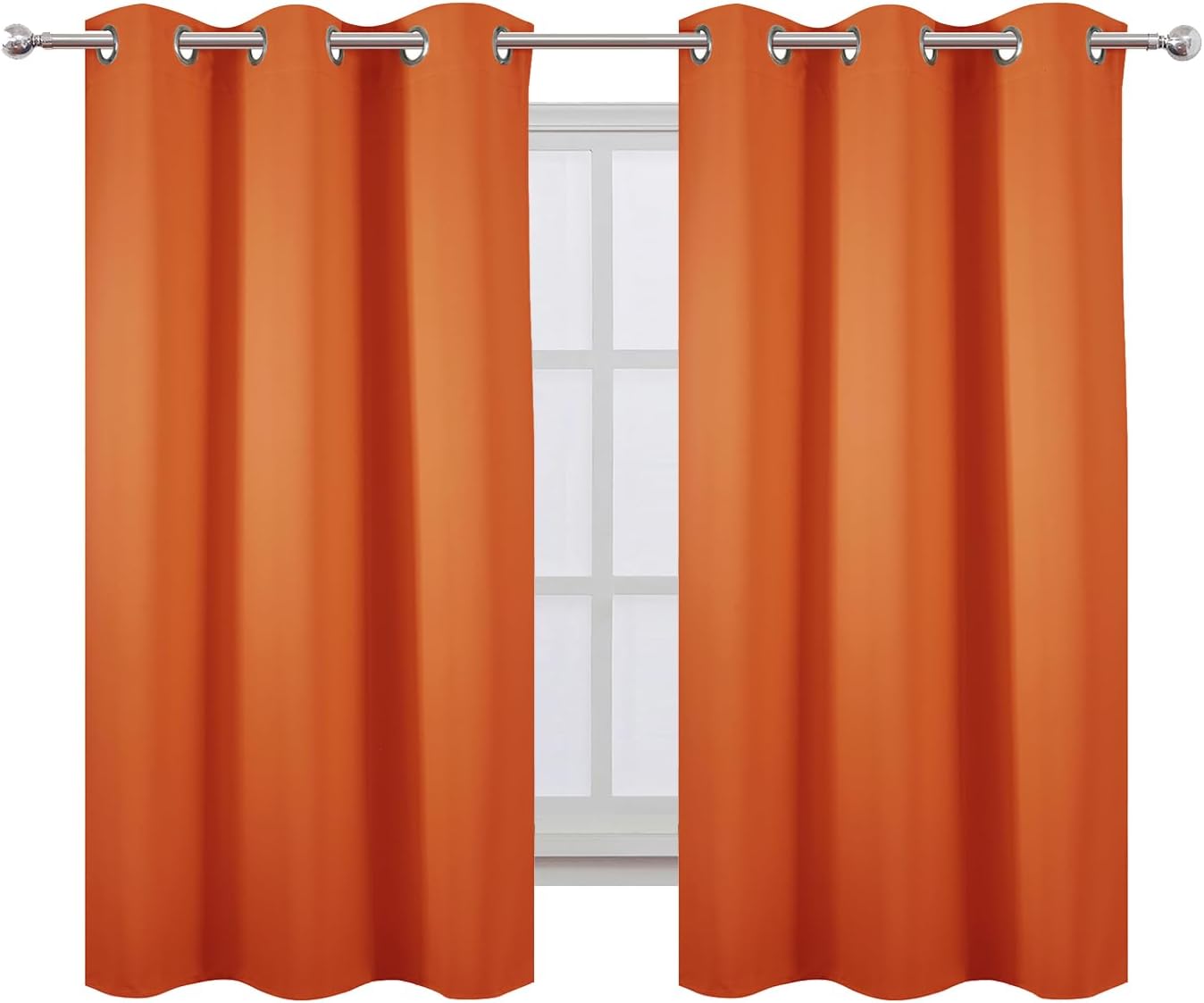 Lemomo Orange Blackout Curtains/38 x 54 Inch/Set of Two Panels Grommet Living Room Curtains 54 Inch silver
