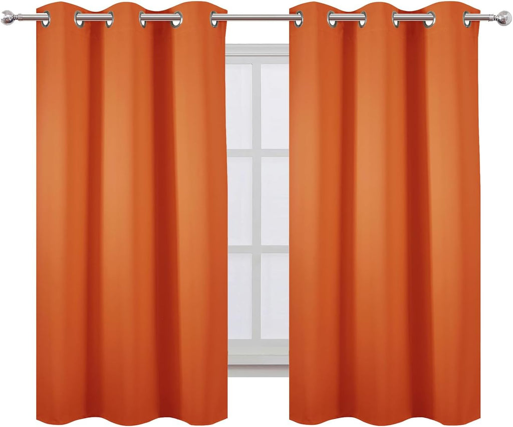 Lemomo Orange Blackout Curtains 42 x 54 Inch Length Set of 2 Panels Grommet Bedroom Curtains for Living Room 54 Inch silver