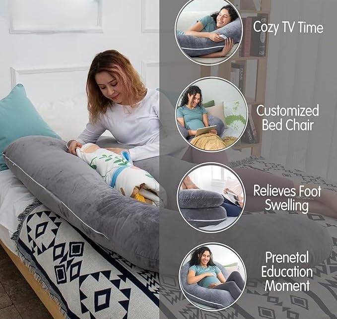 Sasttie Pregnancy Pillows for Sleeping, U Shaped Cooling Full Body Pillow with Removable Cover, Pregnant Women Must Haves, Maternity Essent…