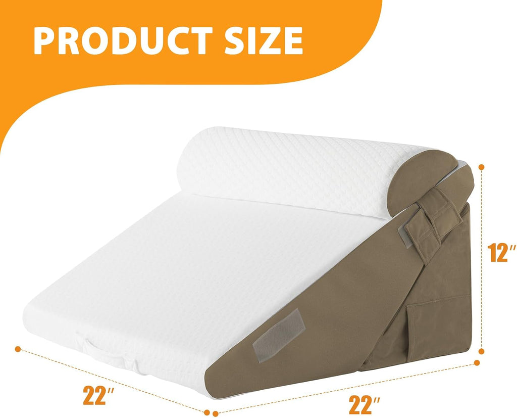 Ruqmuis 3PCS Wedge Pillow Set for After Surgery, Adjustable 9&12 Inch Bed Wedge Pillow for Sleeping, Incline Pillow Wedge for Headboard, Po…