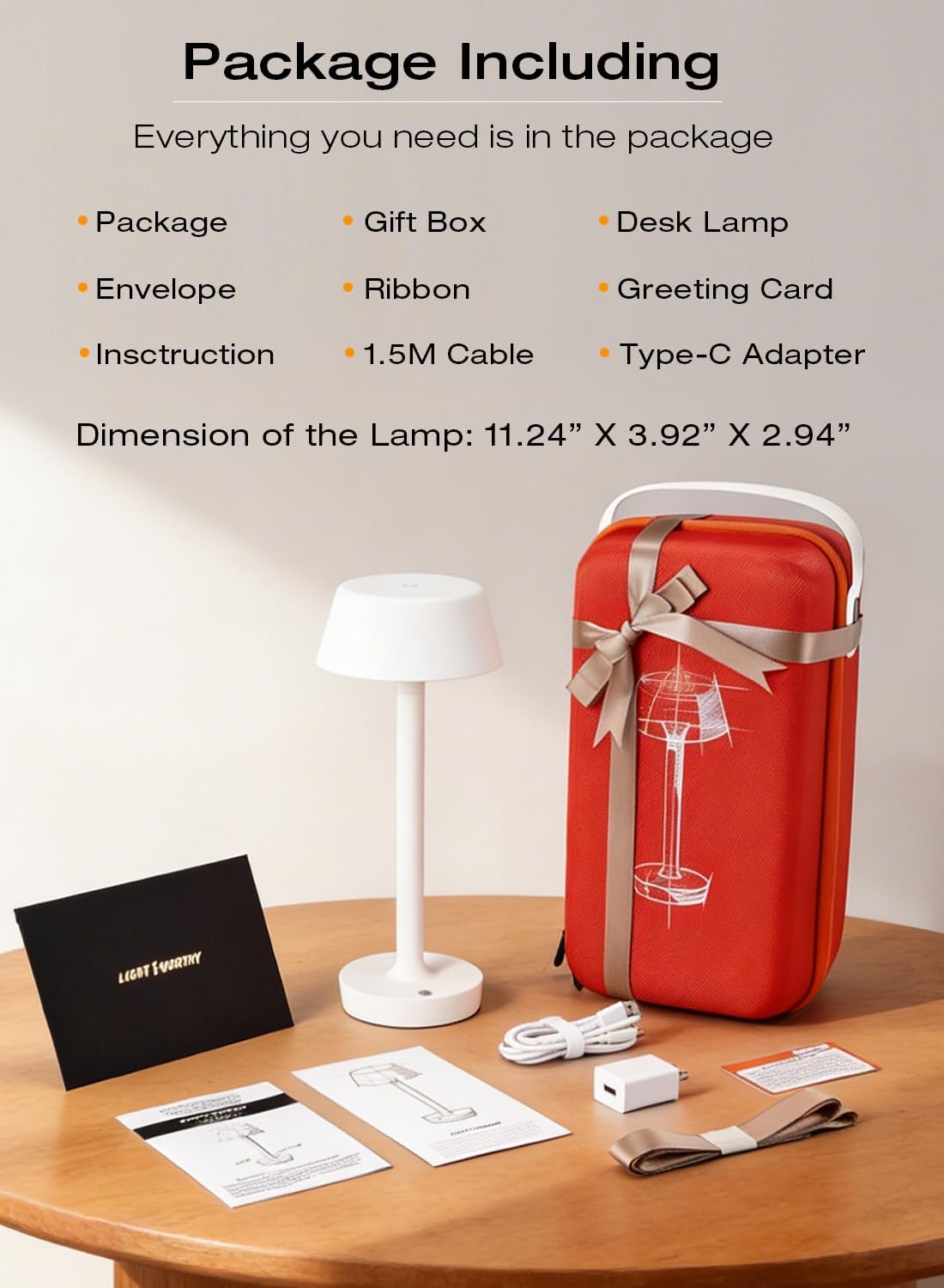 Cordless Rechargeable Table Lamp with Power Charger, Portable Touch LED Desk Lamp,5000mAh Battery Operated,2700K-5700K Tunable Dimmable…