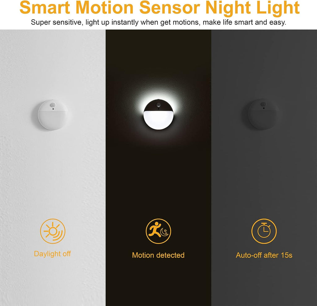 YUNLEX 2 Pack Battery Night Light, Toilet Lights, 2.6" Small Motion Senor Light, Stick on Lights, 3 Light Modes, Dimmable LED Nightlight…
