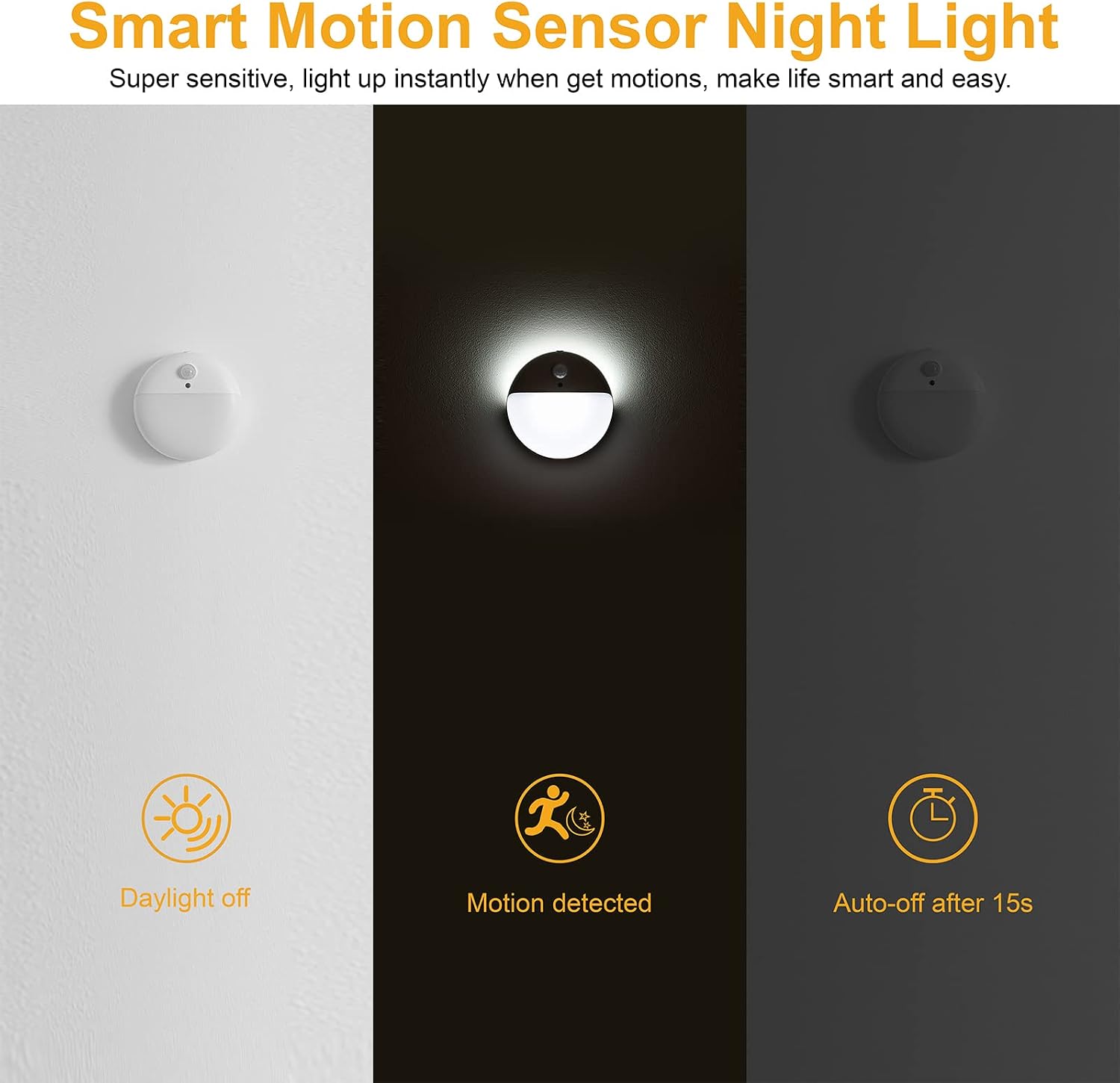 YUNLEX 2 Pack Battery Night Light, Toilet Lights, 2.6" Small Motion Senor Light, Stick on Lights, 3 Light Modes, Dimmable LED Nightlight…