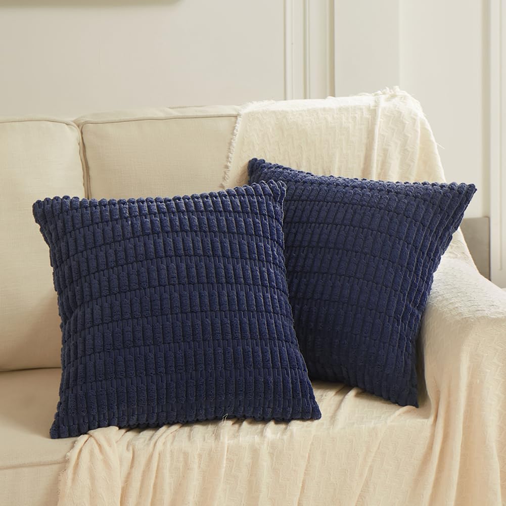 Fancy Homi Decorative Throw Pillow Covers for Bed Couch Bedroom Bench, Soft Lumbar Corduroy Solid Pillow Case, Rustic Farmhouse Boho Room…