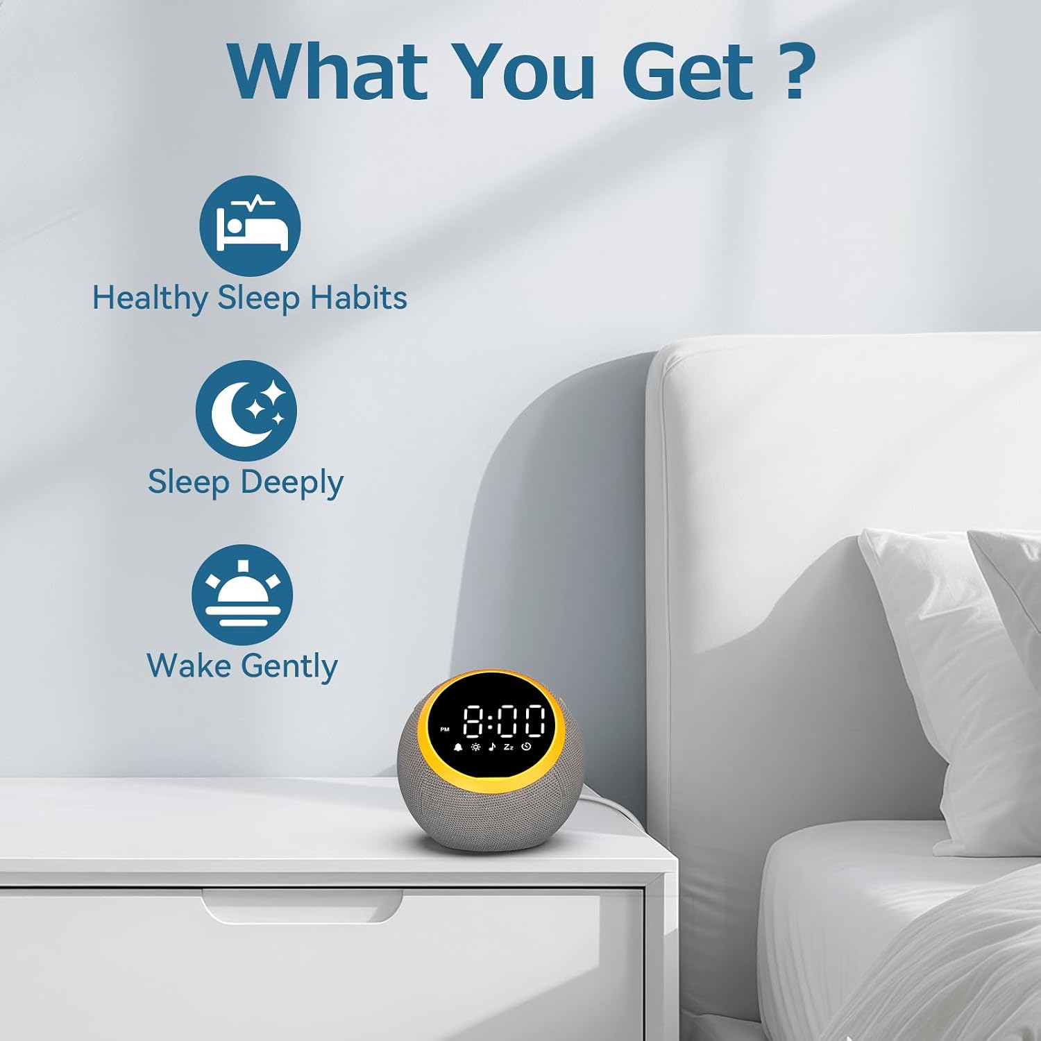Sound Machine Alarm Clock for Sleep: Digital Alarm Clocks for Bedrooms, 25 Soothing Sounds, 7 Gentle Wake-up Sounds, 16 Adjustable Volume…