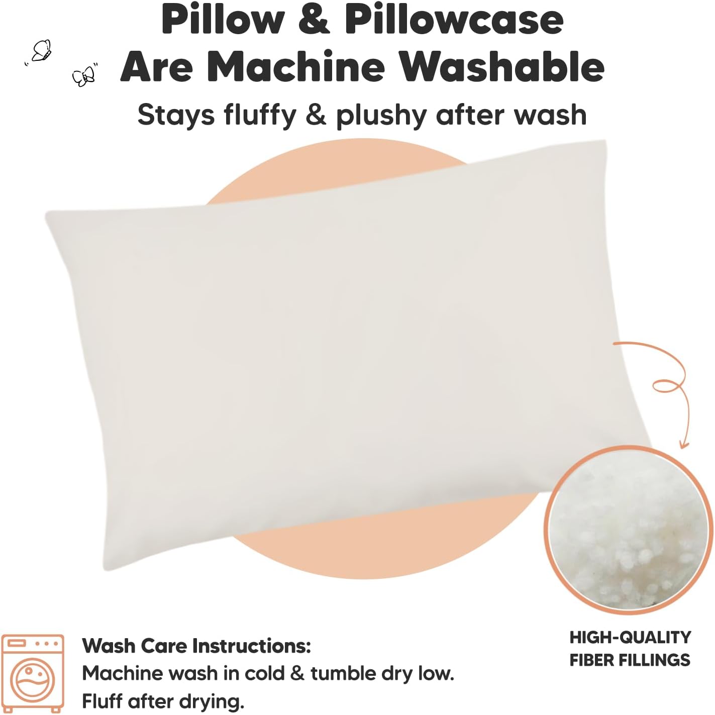 Toddler Pillow with Pillowcase - 13x18 My Little Dreamy Kids Travel Bed Pillows for Sleeping, Organic Cotton Small Pillowcase, Soft &…
