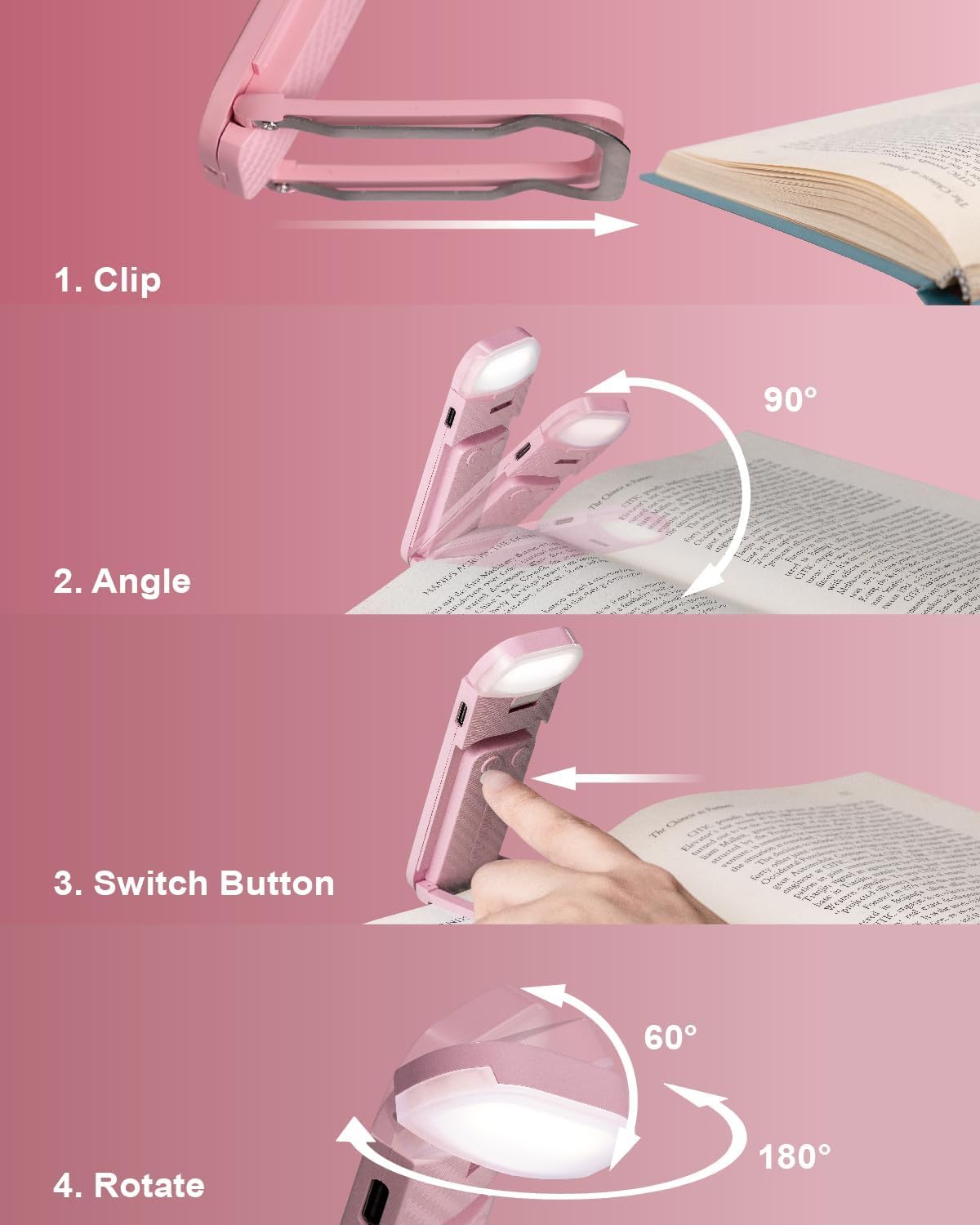 HEMONNKAM Book Reading Light, Rechargeable Clip on Booklight, Eye Caring 3 Color Temperatures & 5 Brightness Levels, Night Use for Bed…