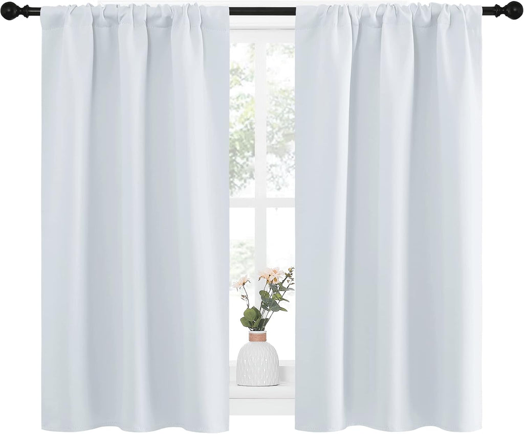 NICETOWN Greyish White Window Curtain Panels - Thermal Insulated Rod Pocket Room Darkening Curtain Sets for Bedroom (Greyish White, 2…