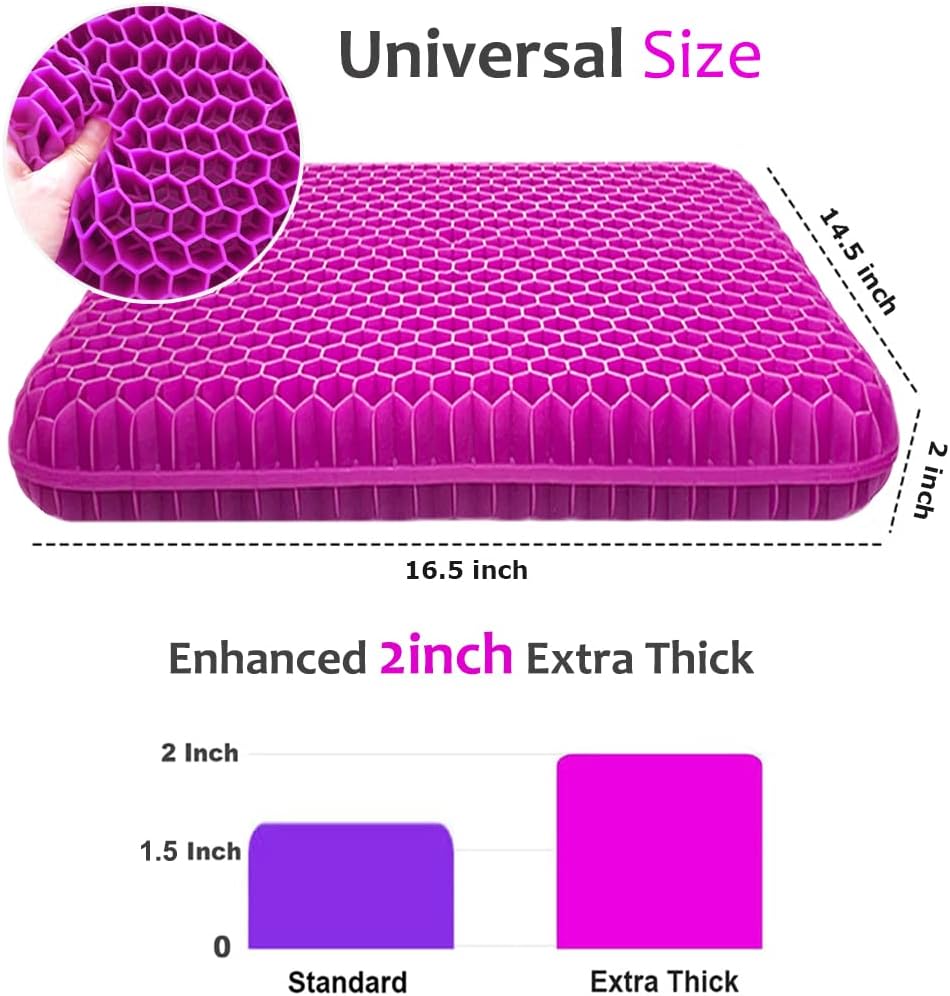 Helishy Gel Seat Cushion for Long Sitting, Extra Thick Gel Cushion for Wheelchair Soft Chair Pads for Office Home Chairs Car Seats Long Tri…