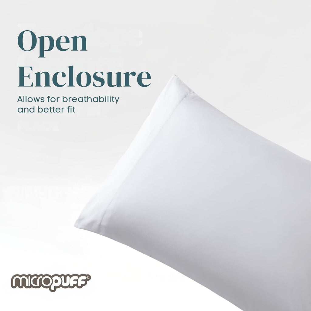 Micropuff Queen Size Pillow Cases, Open End - 2 Pack - Soft and Breathable Hypoallergenic Pillow Cover. Pillowcase Protects Against…