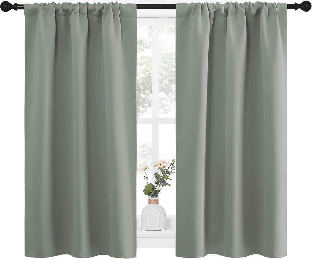 NICETOWN Window Curtains Blackout Drapes - Thermal Insulated Solid Rod Pocket Blackout Curtains/Draperies for Living Room (Greyish Green…