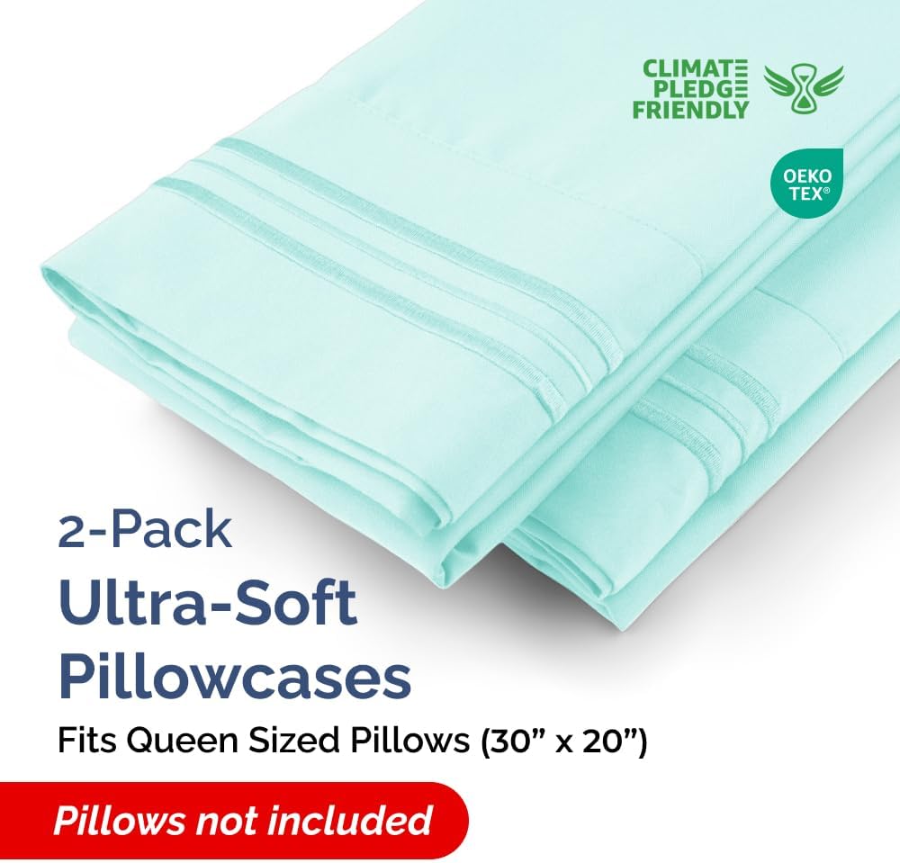 Queen Pillow Cases Set of 2 - Ultra Soft Hotel Quality Pillowcase Covers - Comfy, Cozy & Wrinkle Free - Shrinkage, Stain & Fade Resistant…